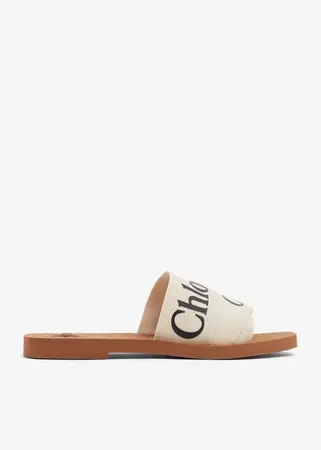 Chloé Woody flat sandals for Women - White in UAE | Level Shoes