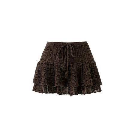 double layer knitted ballet cake mini skirt black