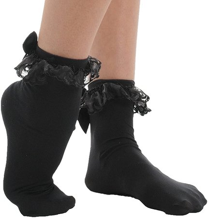 Amazon.com: Anklet Socks Ruffled Bow 4 Color Options Red Pink Black or White Color: Black: Clothing