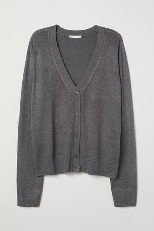 Fine-knit Cardigan - Dark gray melange - Ladies | H&M US