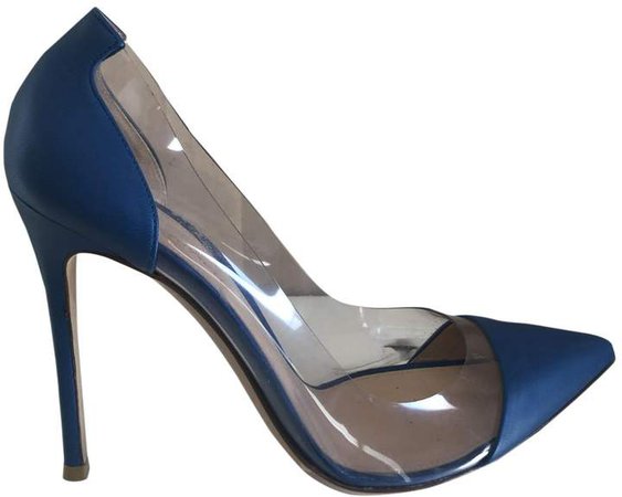Plexi Blue Plastic Heels