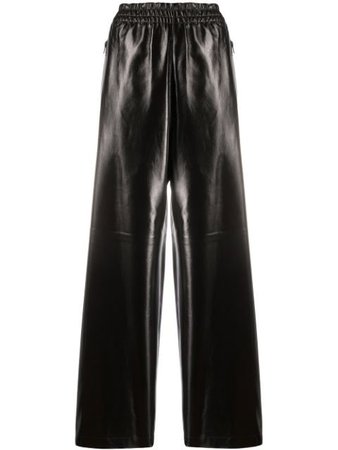 Shop brown Bottega Veneta polished finish wide-leg trousers with Express Delivery - Farfetch