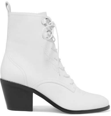 Dakota Lace-up Leather Ankle Boots - White