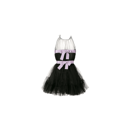 Brognano Double bow mini dress black & lavender - Heavenscent Sheer Neck Edit