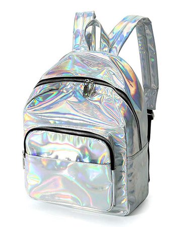 Amazon.com | Zicac Girl's Sliver Holographic Laser Leather Backpack Travel Casual Satchel (Silver#2) | Kids' Backpacks