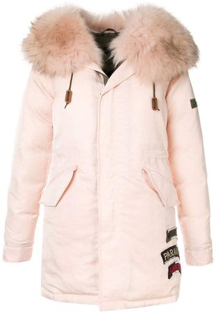 fur-trim hooded parka coat