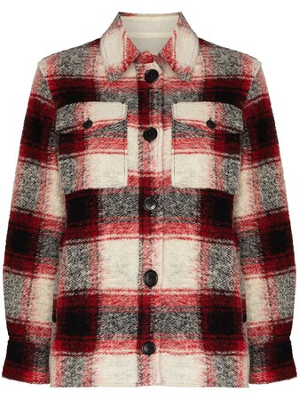 Isabel Marant Étoile Gastoni check-pattern shirt jacket red & black MA080520A022E - Farfetch