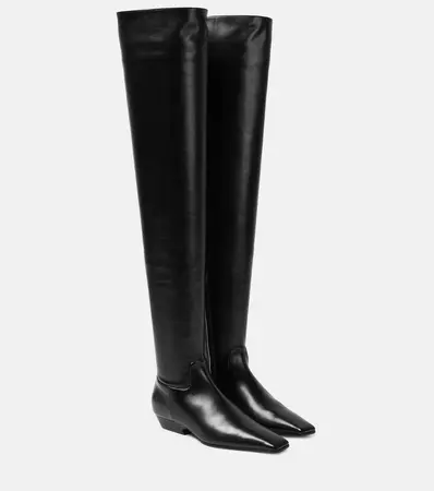 Marfa Leather Over The Knee Boots in Black - Khaite | Mytheresa