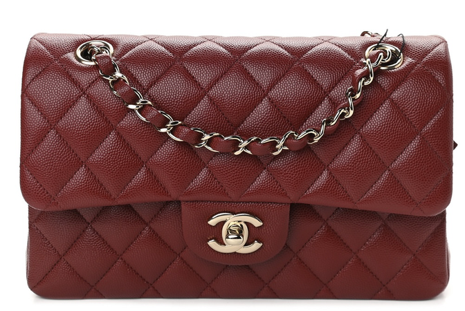 CHANEL Caviar Quilted Small Double Flap Burgundy