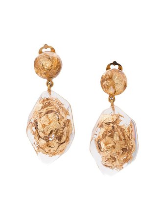 Oscar De La Renta Gold Leaf Pendant Earrings - Farfetch