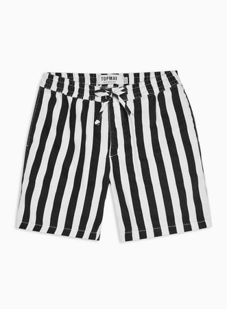 Black and White Stripe Pull On Shorts | Topman
