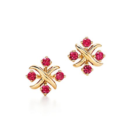 Tiffany & Co. Schlumberger Lynn earrings in 18ct gold with rubies. | Tiffany & Co.