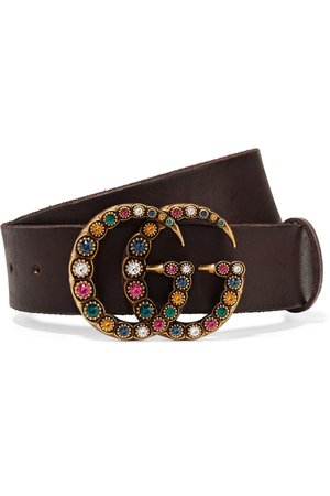 Gucci | Crystal-embellished leather belt | NET-A-PORTER.COM