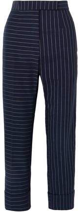 Cropped Pinstriped Cotton Straight-leg Pants