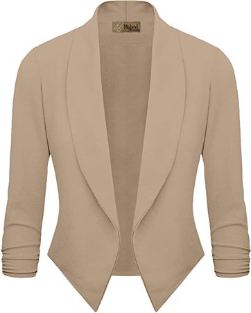 Hybrid & Company Womens Casual Work Office Open Front Blazer Jacket with Removable Shoulder Pads Made in USA at Amazon Women’s Clothing store
