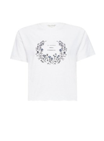 White 'Little More Kindness' Slogan T-Shirt | Miss Selfridge
