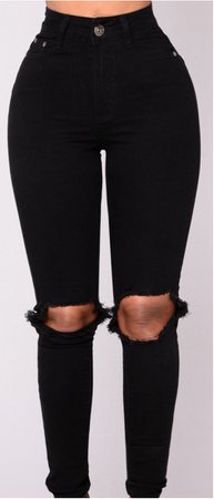 black ripped knee jeans