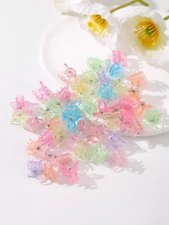 50pcs/pack Street Style Rainbow-colored Butterfly Shaped Hair Clips Hairpins For Women Kids' Braids, Assorted Colors | SHEIN USA