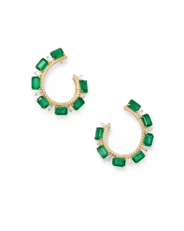 Bloomingdale's Emerald & Diamond Front-Back Earrings in 14K Yellow Gold - 100% Exclusive | Bloomingdale's