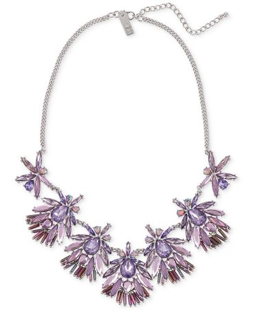 I.N.C. International Concepts Silver-Tone Mixed Stone Fan Statement Necklace, 17" + 3" extender, Created for Macy's - Macy's