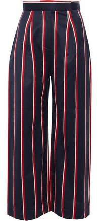 Delphine Striped Wool And Cotton-blend Wide-leg Pants