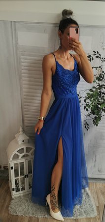 Dark blue long prom dress