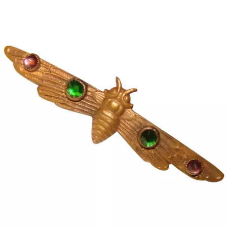 Fabulous Winged INSECT Moth Vintage Deco Era Brooch : Jewelpigs | Ruby Lane
