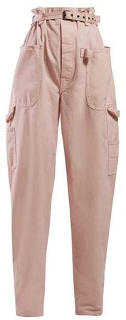 Inny Paperbag Waist Wide Leg Trousers - Womens - Light Pink