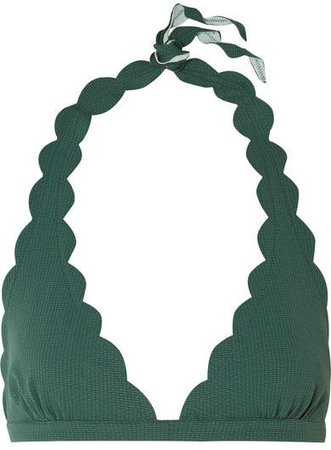 Spring Scalloped Halterneck Bikini Top - Emerald