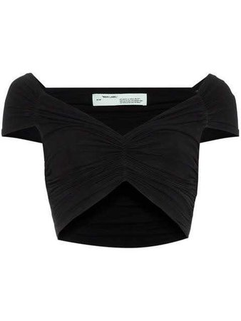 Off-White Off-shoulder Ruched Cropped Top for $405