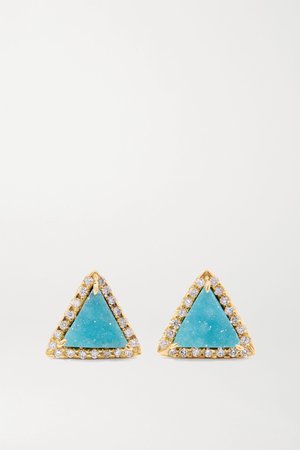 Gold 18-karat gold, chrysocolla and diamond earrings | Kimberly McDonald | NET-A-PORTER