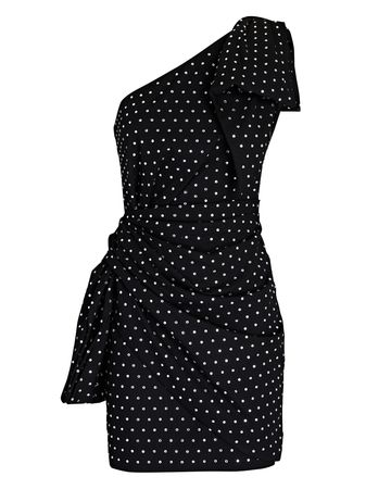 Ronny Kobo Brit One-Shoulder Embellished Mini Dress in black | INTERMIX®