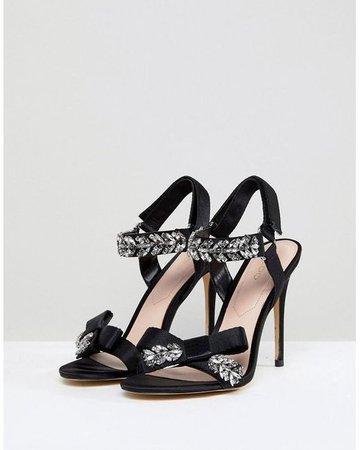ALDO Two Part Heeled Sandal With Embellishment And Bow Detail in Black - Lyst