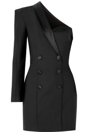 Dundas | Cold-shoulder satin-trimmed cady mini dress | NET-A-PORTER.COM