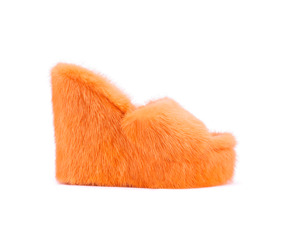 Jennifer Le Orange Fur Sandal