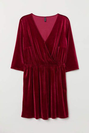 Short Velvet Dress - Red
