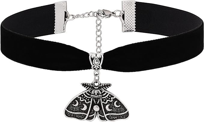 Amazon.com: Sacina Gothic Necklace, Luna Moth Choker Necklace, Layered Bead Moth Necklace, Halloween Necklace, Christmas New Year Jewelry Gift For Women : Clothing, Shoes & Jewelry
