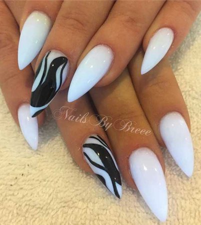 white & black nails