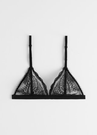 Sheer Lace Triangle Soft Bra - Black - Softbras - & Other Stories