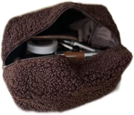 Boucle Cosmetics Toiletry Makeup Bag Large Aesthetic Makeup Travel Accessories Gift Idea (Chocolate Boucle) : Beauty & Personal Care
