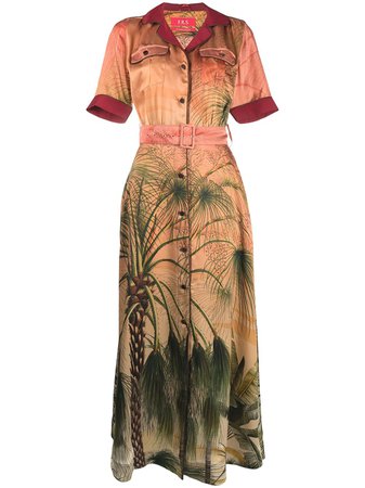 Shop orange & green F.R.S For Restless Sleepers tropical-print silk shirt-dress with Express Delivery - Farfetch