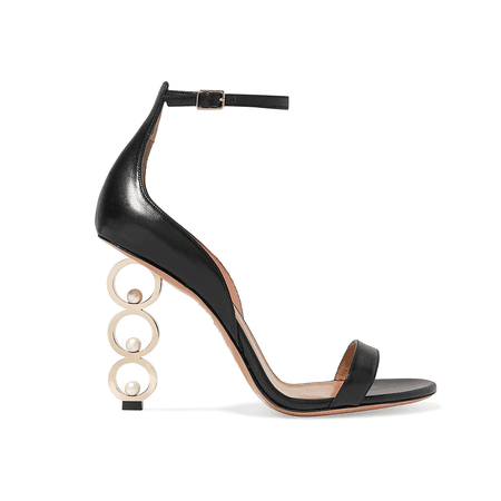 JESSICABUURMAN – ROKIE Pearl Embellished Leather Sculptured Heel Sandals