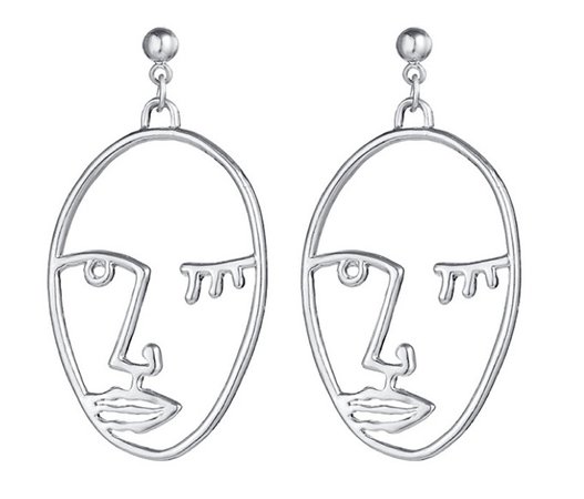 sliver abstract face earrings