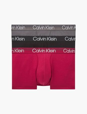 Calvin Klein Structure Trunk, 3-Pack, Grey, Black & Red - Calvin Klein
