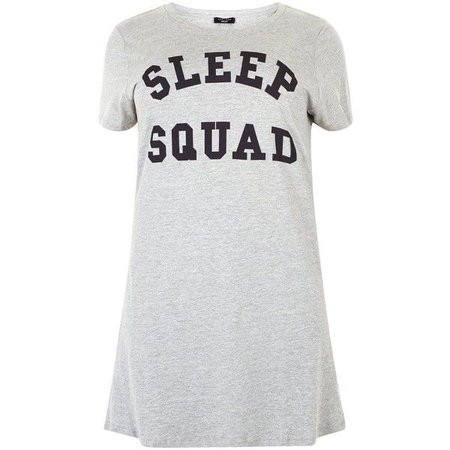 Grey Sleep Squad Print Nightshirt