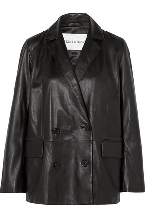 Stand Studio | + Pernille Teisbaek Cassidy double-breasted leather blazer | NET-A-PORTER.COM