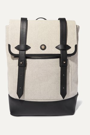 Paravel | Upland leather-trimmed canvas backpack | NET-A-PORTER.COM