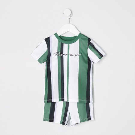 Mini boys green stripe T-shirt outfit - Baby Boys Outfits - Mini Boys - boys