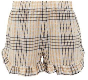 Checked Seersucker Shorts - Womens - Cream Multi