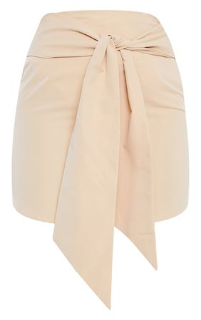 Stone Woven Tie Detail Mini Skirt | PrettyLittleThing